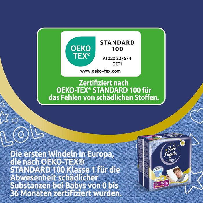 Нічні трусики Babylino Safe Nights для хлопчиків 8-13 років (30-48 кг), підгузки на ніч, 84 шт.