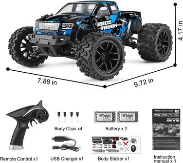 Радіокерований монстр-трак HAIBOXING 1/18 4WD 36 км/год, водонепроникний, 2.4 GHz, RTR з акумулятором 7.4V для дітей та дорослих
