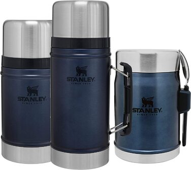 Термос для їжі Stanley Classic Legendary 400 мл з ложкою-виделкою, тримає тепло або холод до 7 годин, нержавіюча сталь, BPA-Free, можна мити в посудомийній машині, колір Nightfall