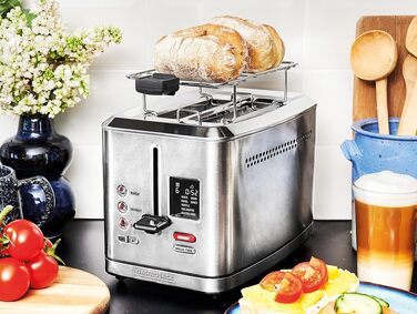 Тостер електричний GASTROBACK Design Toaster Digital 2S, нержавіюча сталь, 2 відділення, 7 програм, LCD-дисплей, 800 Вт, сріблястий