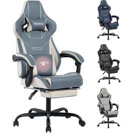 Ергономічне геймерське крісло з підніжкою - Racing Computerstuhl Bluebeige. Регульована висота, м'яке геймерське крісло для дому та офісу.