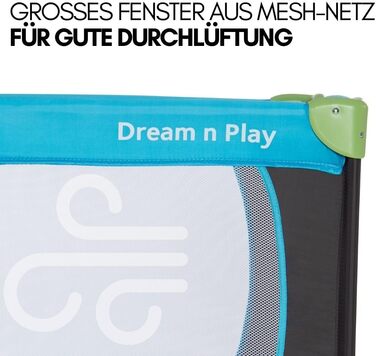 Дитяче ліжечко-манеж Hauck Dream N Play XXL з матрацом Alvi, водонепроникною підкладкою, 2 простирадлами та москітною сіткою, синє