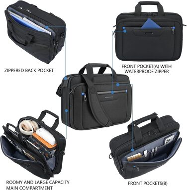 Сумка для ноутбука VANKEAN Premium Briefcase, чохол для ноутбука до 15.6 дюймів, чорно-синя
