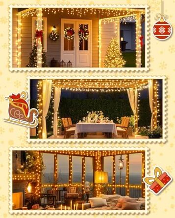 Світлодіодна гірлянда Dalugo для вулиці та ялинки, 500 LED, водонепроникна зовнішня новорічна ілюмінація з таймером, 8 режимів та функцією пам'яті, 50м (набір 2 шт), теплий білий колір