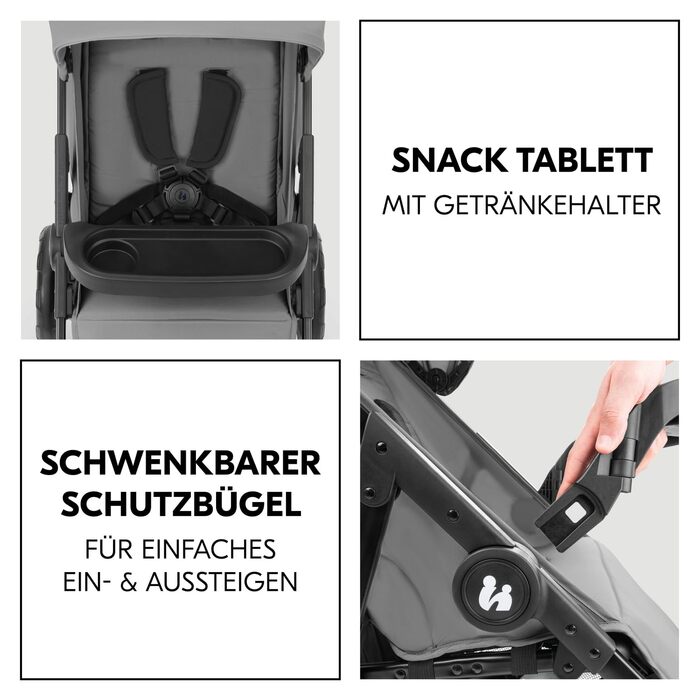 Дитяча коляска 3-в-1 Hauck Shop N Care Travel Set Grey - для дітей до 22 кг, автокрісло i-Size, регульована спинка, складна, UPF 50+