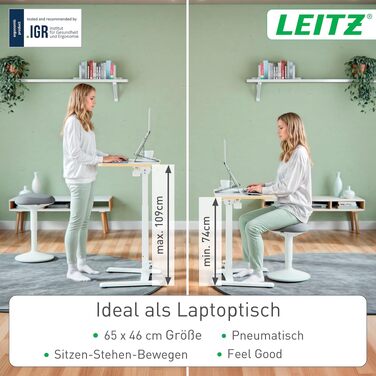 Ергономічний регульований стіл Leitz Ergo Compact 80x60 см для офісу та дому, білий - електричний стіл для сидіння/стояння з навантаженням до 80 кг, функцією нагадування про зміну положення