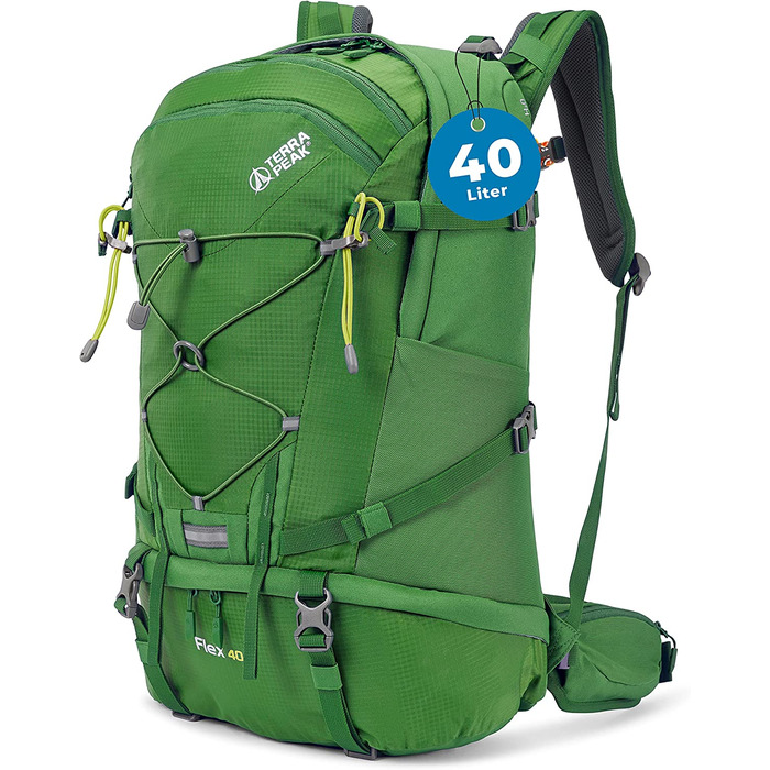 Туристичний рюкзак Terra Peak Flex 40 Premium 40 л, з вентиляцією спини, дощовиком, тримачем для питної системи, 3D Air Mesh, синій