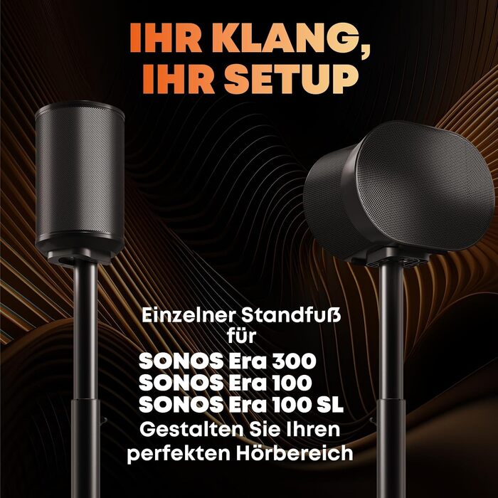 Стійки для колонок SONOS Era 100/100 SL/300, регульовані, 74-99 см, до 5 кг, 2 шт. (Чорні)