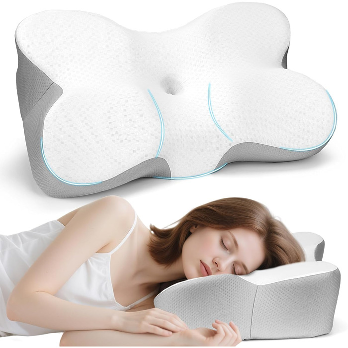 Ортопедична подушка для шиї з піни Memory Foam Zervikales: підтримка голови та шиї, для сну на боці, спині, животі, зняття болю в шиї