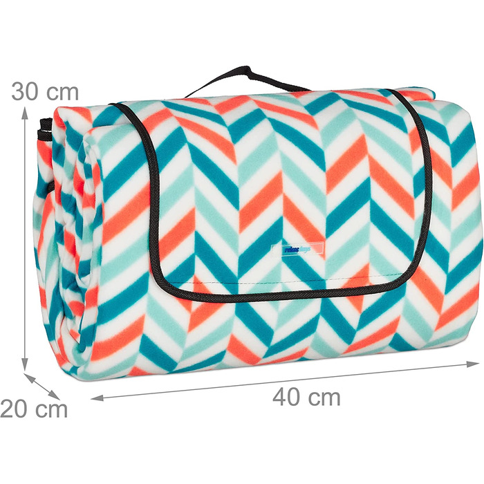 Пікнікова ковдра Relaxdays XXL 200x300 см, водонепроникна, флісова, ізольована, з ручкою, різнокольорова, для пляжу та відпочинку