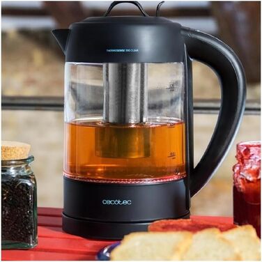 Електрочайник Cecotec ThermoSense 1,7 л, боросилікатне скло, 2200 Вт, без BPA, антикальковий фільтр, подвійний захист, база 360°