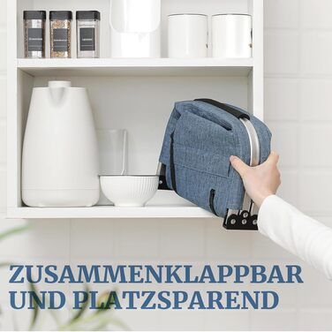 Складаний кошик для покупок та пікніка Yeabett 30L з 4 стійками, міцний текстильний кошик з м'якими ручками для подорожей та кемпінгу (Denim, 46x27x25см)