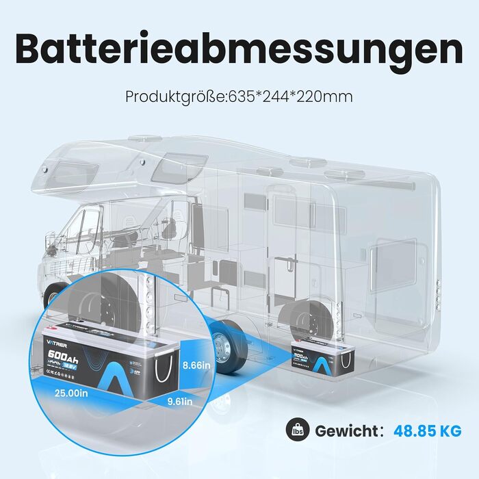 Акумулятор LiFePO4 VATRER POWER 12V 300Ah (600Ah) з функцією самопідігріву