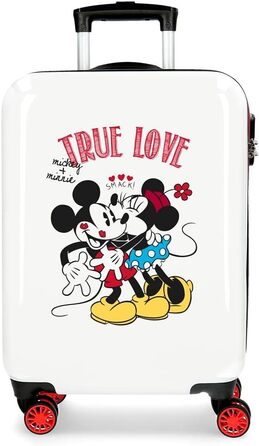Дитяча валіза Disney Mickey True Love, біла, 38x55x20 см, жорсткий ABS, кодовий замок, 34 л, 2,6 кг, 4 подвійні колеса, ручна поклажа