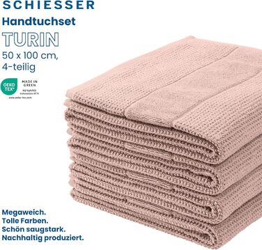 Рушники Schiesser Turin 4 шт, 100% бавовна, пудрово-рожеві, 50x100 см, екологічні