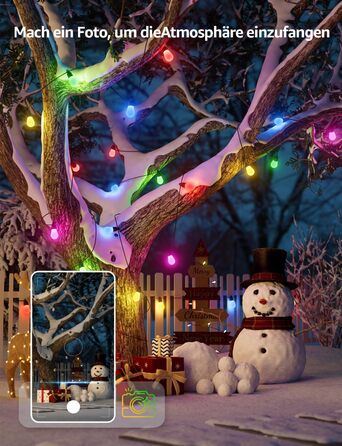 Lepro LED гірлянда для зовнішнього використання 30м, RGB+тепле біле світло, Wi-Fi, керування через додаток, сумісна з Alexa/Google, IP65, AI-дизайнер світла, 30 LED, без пульта
