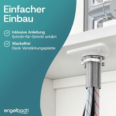 Змішувач кухонний Engelbach® висувний, поворотний на 360°, нержавіюча сталь 304, 2 режими подачі води, для мийки (хром)