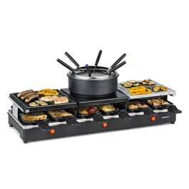 Klarstein Fonduelette XL: Раклютниця-Гриль-Фондю 3-в-1, 1650 Вт, на 12 осіб, антипригарне покриття, чорний