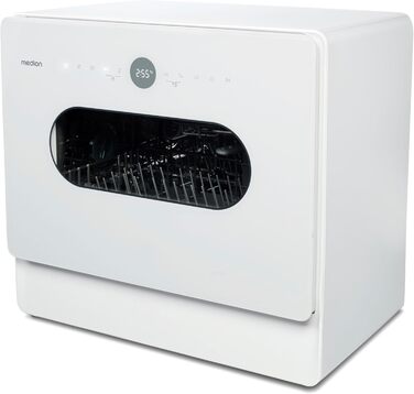 MINI посудомийна машина MEDION DWT51 (біла, зі скляними дверцятами, 5 комплектів посуду, таймер, без підключення до води)