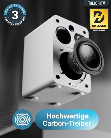 Bluetooth колонка Majority D70X 70W з HDMI ARC, пультам ДК та двома драйверами (біла) - активні монітори для ПК, DJ, студії