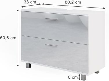 Тумба під умивальник Vicco Ilias, білий глянець, 80.2x60.8 см