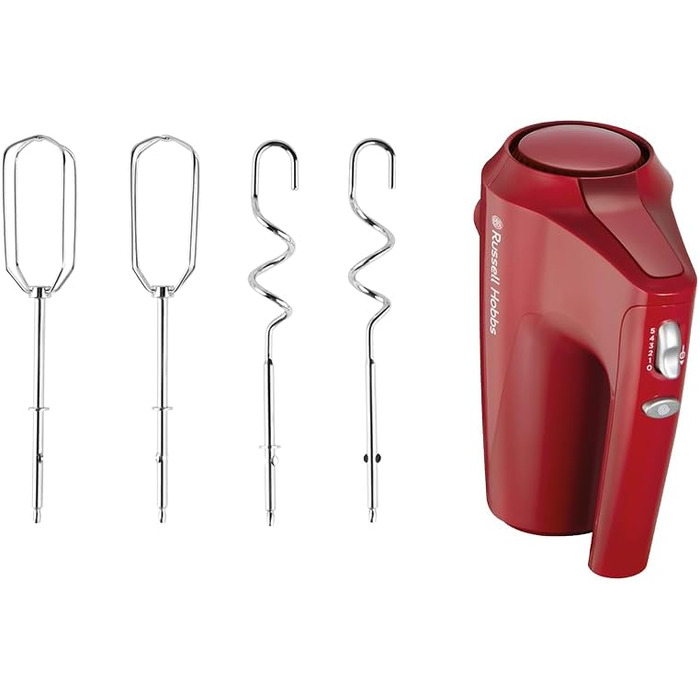 Міксер ручний Russell Hobbs Desire Red 350W з насадками для тіста та збивання, 5 швидкостей + імпульс