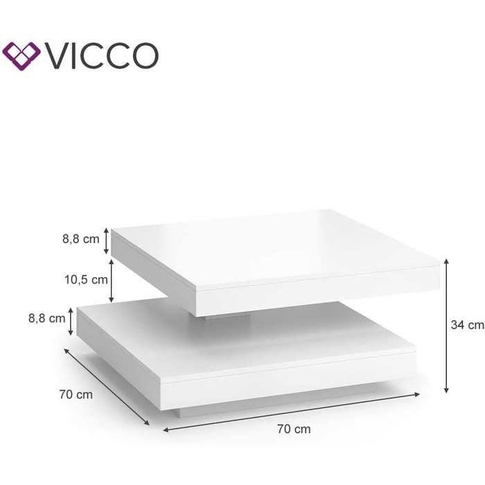 Журнальний стіл Vicco Elias білий 70x34 см