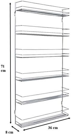 Металевий органайзер для спецій Metaltex Pepito, 6 ярусів, 36x8x71 см, сріблястий