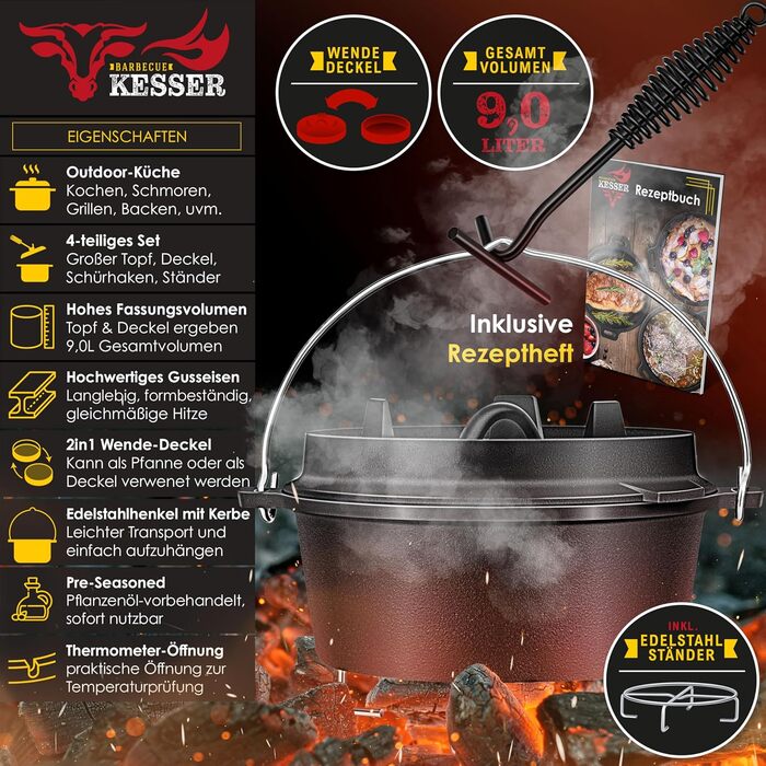 Набір голландських казанів KESSER® для приготування на грилі та в духовці (9.0 л)