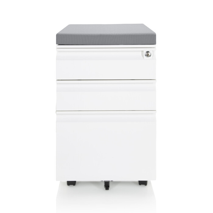 Контейнер на колесах COLOR OS Metall weiß з сірим м'яким сидінням hjh OFFICE