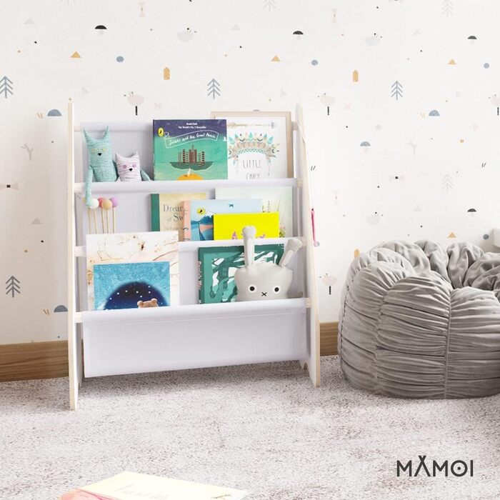 Дитяча книжкова полиця MAMOI з дерева, настінна та підлогова, для кімнати малюка, біла і світло-сіра