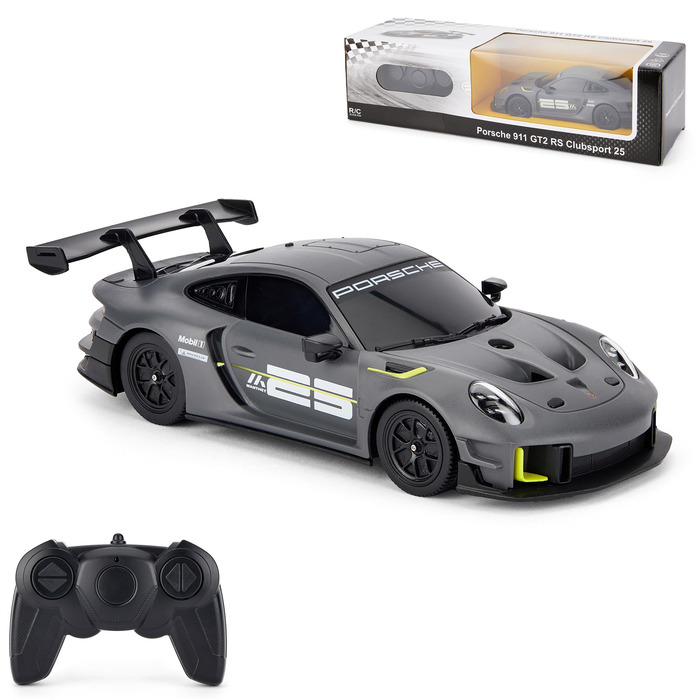 Porsche 911 GT2 RS Clubsport 25: Модель на радіокеруванні 1:24, сіра, ліцензійна, високошвидкісна RC-машина для хлопчиків та дівчаток