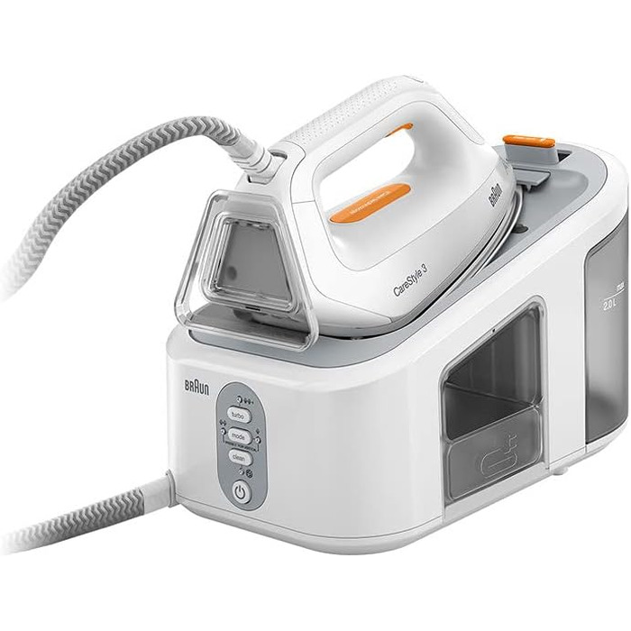 Парова станція Braun CareStyle 3 IS 3132 WH з підошвою FreeGlide 3D, тиском 6 бар та резервуаром 2 л, помаранчева
