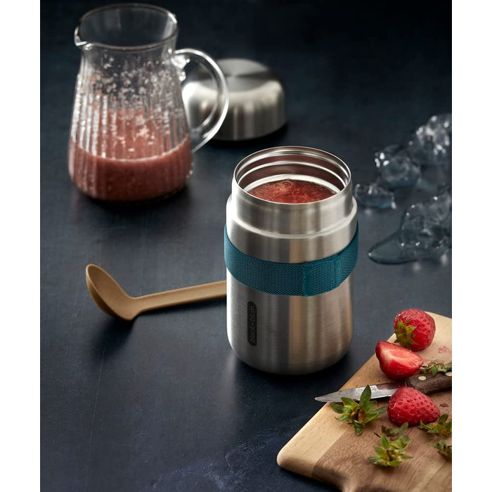 Термос для їжі BLACK + BLUM Food Flask 400 мл, з ложкою, вакуумний, з нержавіючої сталі, океан, зберігає 6 годин тепло та 8 годин холод, герметичний
