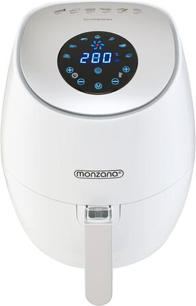 Фритюрниця з гарячим повітрям MONZANA, 3,6 л, цифровий LED-дисплей, 6 програм, антипригарний кошик, без олії, біла
