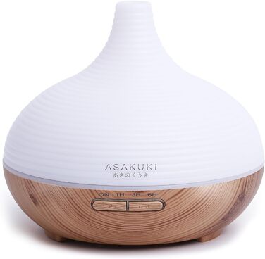 ASAKUKI 300 мл Аромадифузор для ефірних олій, ультразвуковий з LED-підсвіткою, зволожувач повітря для спальні, офісу, SPA, BPA Free, преміум-якість