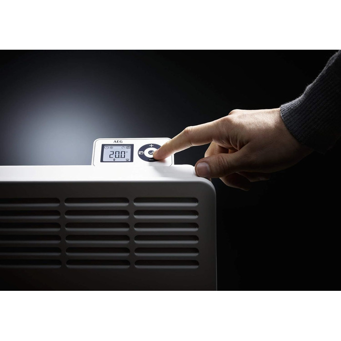 Електричний конвектор AEG WKL 1505, 1500 Вт, енергоощадний, для 20 м², LCD-дисплей, таймер, білий, металевий корпус
