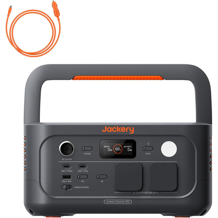 Портативна електростанція Jackery Explorer 500 V2, ємність 512 Wh, номінальна потужність 500 W, пікова потужність 1000 W