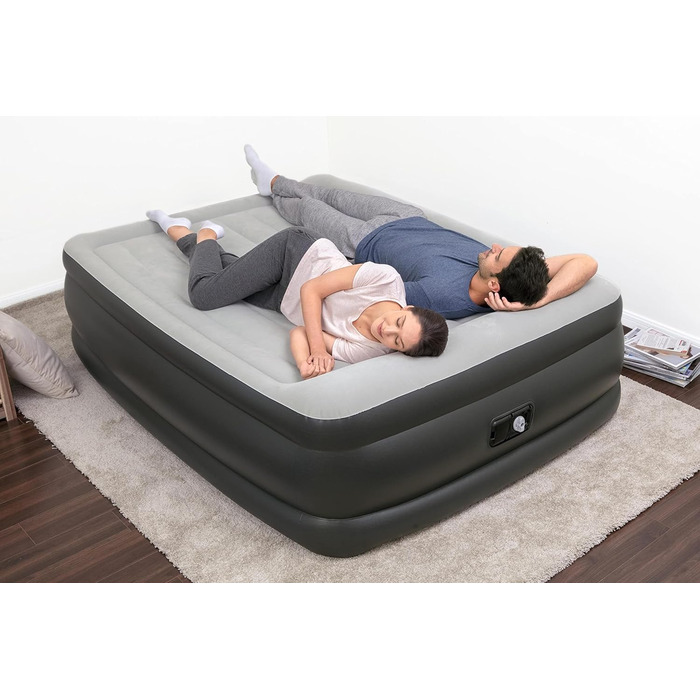Надувний матрац SleepLux Dream Luxus подвійний з вбудованим насосом, 45.7 см, високий, для гостей, кемпінгу, дому