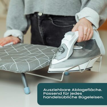 Складна прасувальна дошка WONDERHOME з патентом, з відкидними ніжками, сіра та блакитна, компактна для дому