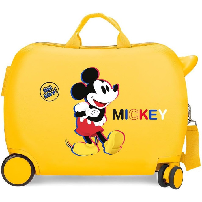 Дитяча валіза Disney Mickey 3D, жовта, 50x38x20 см, ABS, 34 л, 4 колеса, ручна поклажа