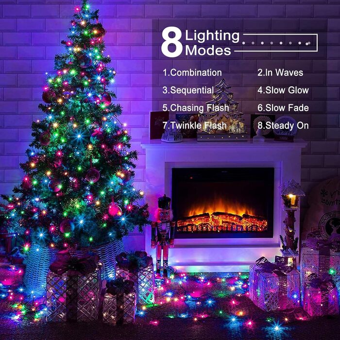 Світлодіодна гірлянда Quntis 100м 1000 LED для вулиці та дому, мережева, IP44, 8 режимів підсвічування (багатоколірна)