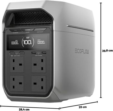 Портативна електростанція EcoFlow DELTA 3 Plus 1024 Вт-год, LiFePO4 акумулятор, 1800 Вт (пік 3600 Вт), швидка зарядка за 56 хв, сонячний генератор для кемпінгу та резервного живлення