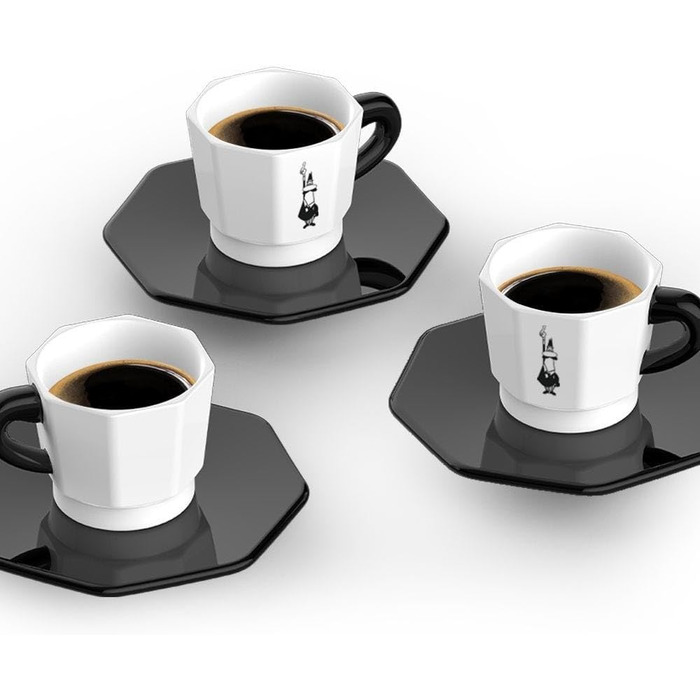 Набір еспресо-чашок Bialetti Octagonal (4 шт), матовий чорний та рожеве золото, 75 мл, RTATZ403
