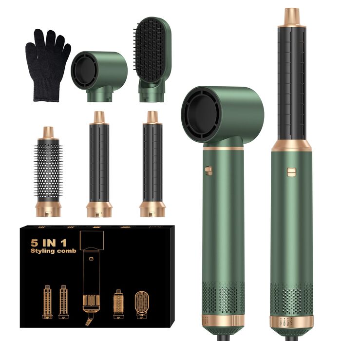 MogaWave Air Styler Pro 6 в 1: Фен-щітка, стайлер для волосся 1000W (Сірий)