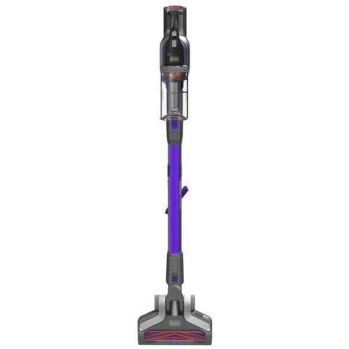Пилосос Black+Decker 4-в-1 акумуляторний для прибирання шерсті тварин, 18В, 2.0Аг, безмішковий, ручний і вертикальний, електрощітка для шерсті, насадка для щілин, зарядний пристрій та настінне кріплення, модель BHFEV182CP 2019 року