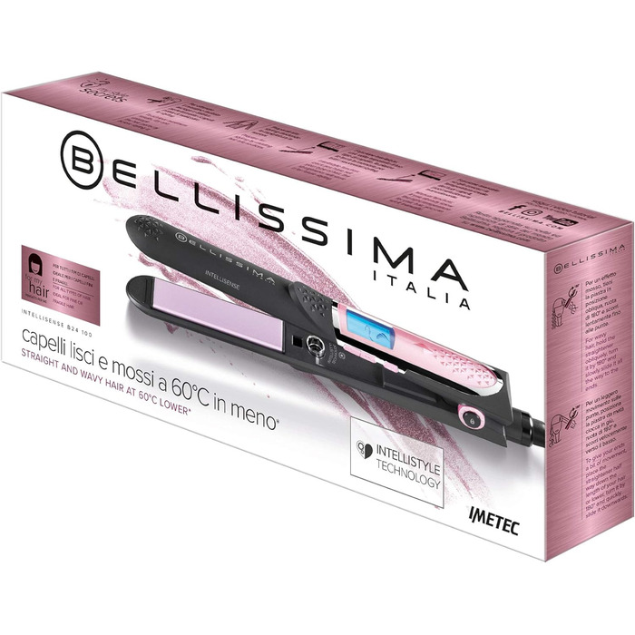 Випрямляч для волосся Bellissima Intellisense B24 100 з технологією Intellistyle, для прямого і кучерявого волосся, температура на 60°C нижча за стандартні моделі