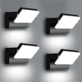 Набір стінових LED-світильників ledmo 60W (4 шт), 360° панель, 5000LM, IP65 водонепроникні, регульований кут нахилу, чорні, 6000K