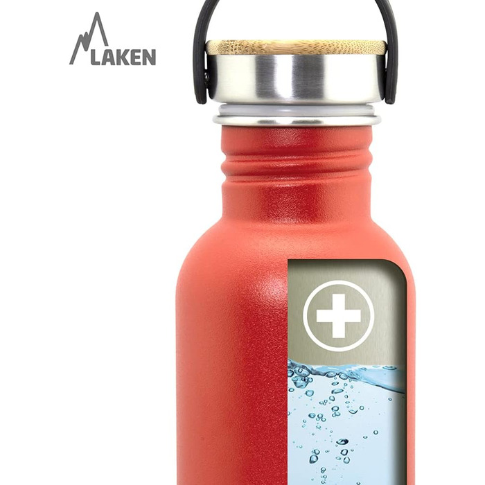 Пляшка для води Laken BSB100 зі гвинтовою кришкою, алюмінієва, срібляста, 1000 мл