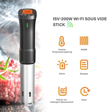 Inkbird Sous Vide Stick ISV-200W 1000W з Wi-Fi та App-контролем – Погружний циркулятор для су-від